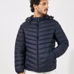 Styli Navy Blue Regular Fit Quilted Hooded Jacket-picture-26
