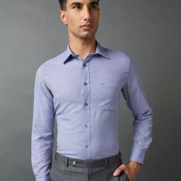 Daniel Hechter Blue Cotton Slim Fit Printed Formal Shirt-picture-27