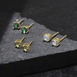 Accessorize London Women's Z Real Gold Plated Cubic Zirconia Stud Earrings - Pack of 3-35