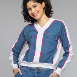 SHAYE White Color-Block Sweatshirt-picture-11