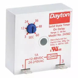 DAYTON Single Function Encapsulated Timing Relay Surface Relay Mounting, 2A562-45