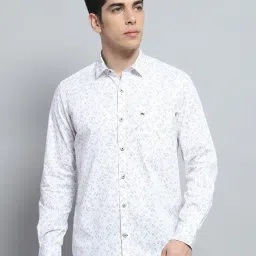 Monte Carlo White Cotton Regular Fit Printed Shirt-picture-17