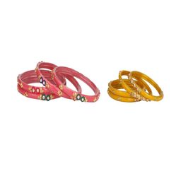 Somil Elegant Combo Glass Bangle Set | Handmade Traditional Chudi For Women | Perfect For Daily & Occasion Use, Combo Of 2 Set, Gajri, Yellow-image-83