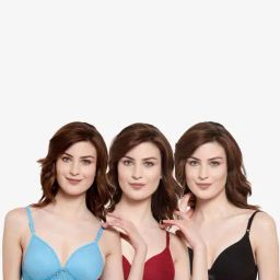 AROUSY Blue & Maroon Cotton Self Pattern T-Shirt Bra - Pack Of 3-picture-14