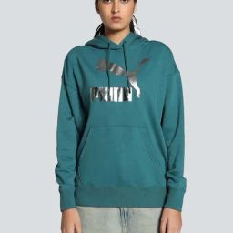 Puma Cold Green Logo Print Hoodie-picture-19