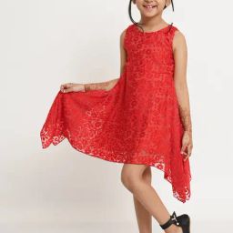 Creative Kid'S Girls Red Regular Fit Printed Dress-image-94