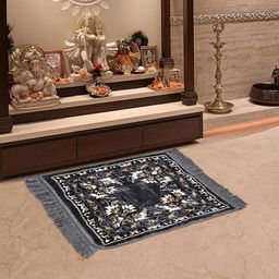 Kuber Industries Grey & White Floral Printed Prayer Mat-46