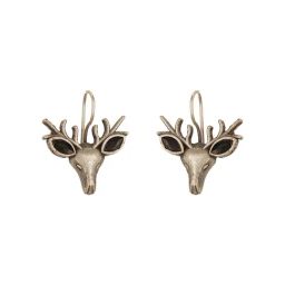 Saraf RS Jewellery Oxidised Silver Swamp Deer Shaped Handcrafted Stud Earrings-picture-48