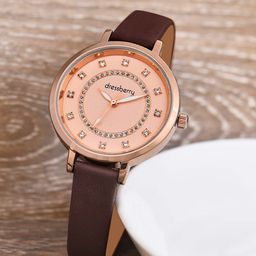 DressBerry Women Embellished Dial & Leather Straps Analogue Watch HOBDB-281-BR-30