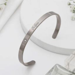 Stellar Glam Personalized Women's Cuff Bracelet - Silver-image-25