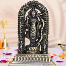 CRAFTAM Black and Gold-Toned Shree Ram Lalla Murti Metal Religious Idol Showpiece-11