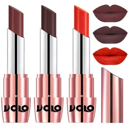 VOLO Set Of 3 Creamy Matte Lipstick- 3.5g- Coral-Coffee-Chocolate-634-635-639-image-19