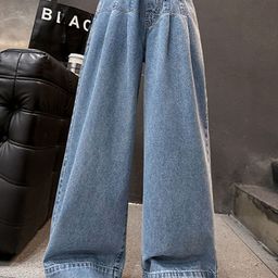 LULU & SKY Girls Wide Leg High-Rise Slash Knee Light Fade Jeans-picture-22