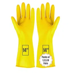 ETS Hand Pro Rubber Chemical Resistant Hand Gloves, Yellow 35.56 cm (14 Inch) (L) Size, (Pack of 12 Pair)-picture-43