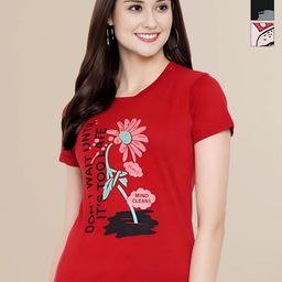 Mast & Harbour Women Typography 3 Printed Applique T-shirt-image-69