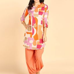 Asami Printed Shirt Collar Neck Tunic With Palazzos Co-Ords-picture-2