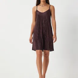 Happiness istanbul Women Self Design Shoulder Straps A-Line Dress-image-87