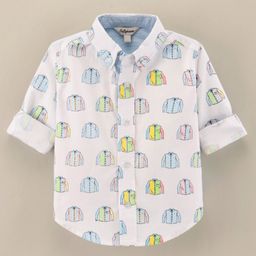ToffyHouse 100% Cotton Full Sleeve Shirt Printed  - White-picture-10