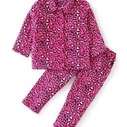Babyhug Full Sleeves Winter Wear Suits With Leopard Print - Pink-image-61