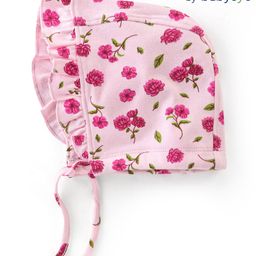 Babyoye Eco Conscious 100% Cotton Floral Printed Tie Knot Cap Pink - circumference 35 cm-picture-11