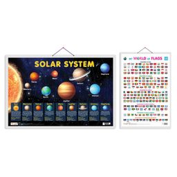 Set of 2 Solar System and My World of Flags Early Learning Educational Charts for Kids-6
