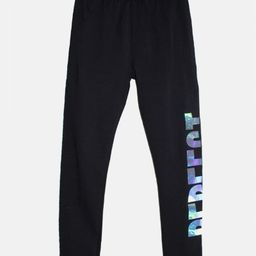 Kiddopanti Iridescent Perfect Text Printed Leggings - Black-image-29