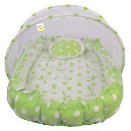 Kwitchy New Born Baby Bedding Set Reversible Mattress with Mosquito Net - Green-3