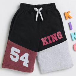 TOONYPORT Colour Blocked King Text Printed Shorts - Black-image-10