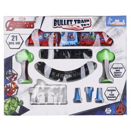 Toysire Battery Operated Avengers Bullet Train with Tracks Bridges for Kids Boys and Girls 21Pc Set...-17