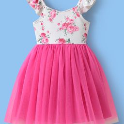 Mark & Mia Frill Sleeves Party Dress with Floral Print - Pink-picture-20