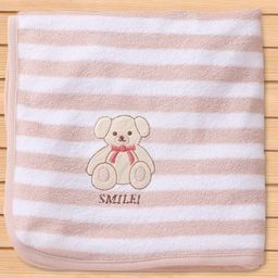Pink Rabbit Terry Knit Towel with Stripe Design & Bear Patch L 98 x B 67 cm - Light Brown-image-81