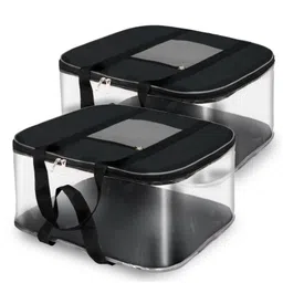 Storite 2 Pack Moisture Proof Big Nylon Transparent Underbed Storage Bag/Stationery Paper/Blankets/Clothes Storage Bag Rectangular (57x47x26 cm, GreyBlack)-picture-10