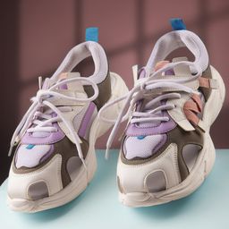 LIBERTY Mock Style Shoes Designed Colour Blocked Sandals - White-image-75