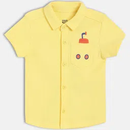 MINI KLUB Cotton Knit Half Sleeves Submarine Embroidered Shirt - Yellow-picture-14