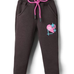 Olio Kids Fleece Full Length Woolen Pant With Heart Print - Black-image-76