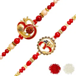 MEIRA JEWELLERY Set Of 2 Rakhi With Roli Chawal & Greetings Card-image-40