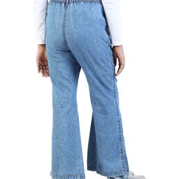 Budding Bees Solid Button Down Wide Leg Denim Pant - Blue image 3