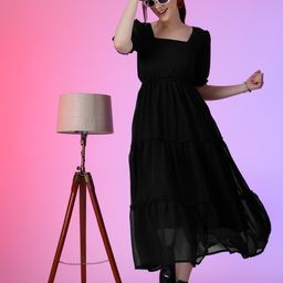 Krunal Raiyani Women Puff Sleeve Fit & Flare Dress-picture-38