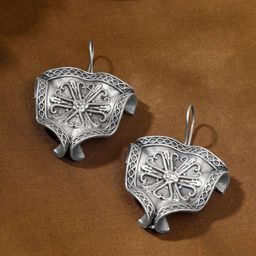 Yellow Chimes Silver-Plated Contemporary Oxidised Brass Drop Earrings-18
