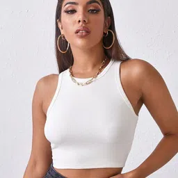 The Cloth Crow Women Ribbed Round Neck Sleeveless Tank Crop Top-picture-46