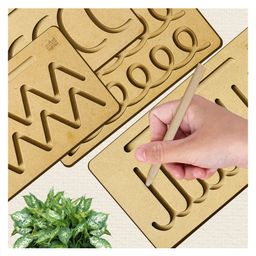 minileaves Mini Leaves Patterns Practice Writing Wooden Tracing Boards  Double-Sided- 4 Pieces image 4
