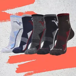 MJE Men Pack Of 5 Patterned Ankle Length Socks-image-63