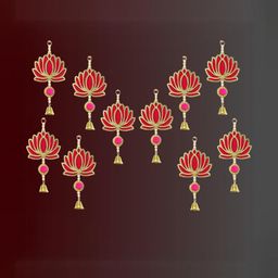 Myntra Elegant Homes White & Pink 10 Pcs Lotus Toran Door Hangings Festive Decor-picture-14