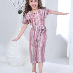 Peppermint Kids Brown & White Striped Jumpsuit-image-92