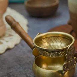 Ambi Exquisite Brass Swing Medium Sized Tea Strainer With Wooden Handle-image-54