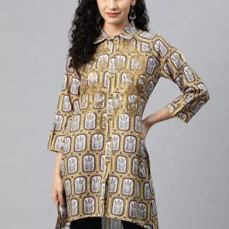 Nayam by Lakshita Yellow Viscose Printed Kurti-picture-13