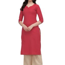 Shaily Red Cotton Regular Fit Kurta-35
