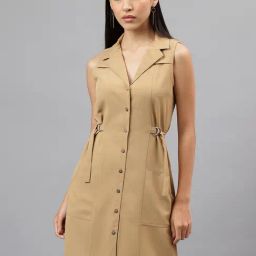 Latin Quarters Beige Shirt Dress-image-70