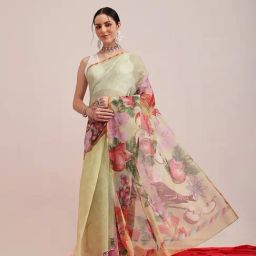 Silk Land Multicolor Cotton Blend Printed Saree With Unstiched Blouse-picture-10