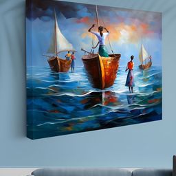 Aura Blue & Brown 1 Piece Canvas Other Wall Paintings-image-73